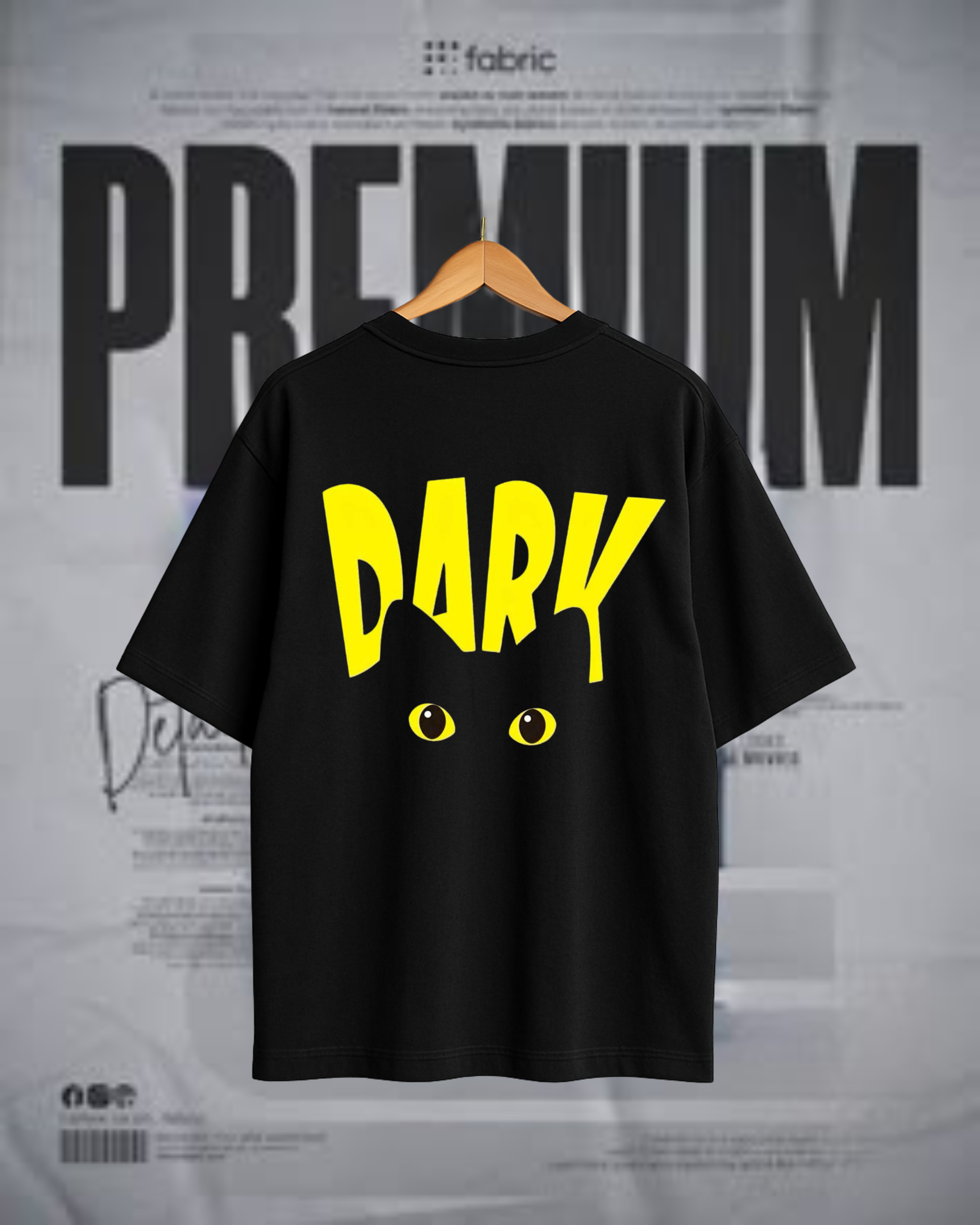 Eagle prime - DARK Cat Eyes Oversized T-Shirt – Black & Yellow | Cotton Lycra