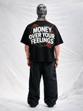 Money Over Feelings Oversized Graphic T-Shirt – Black