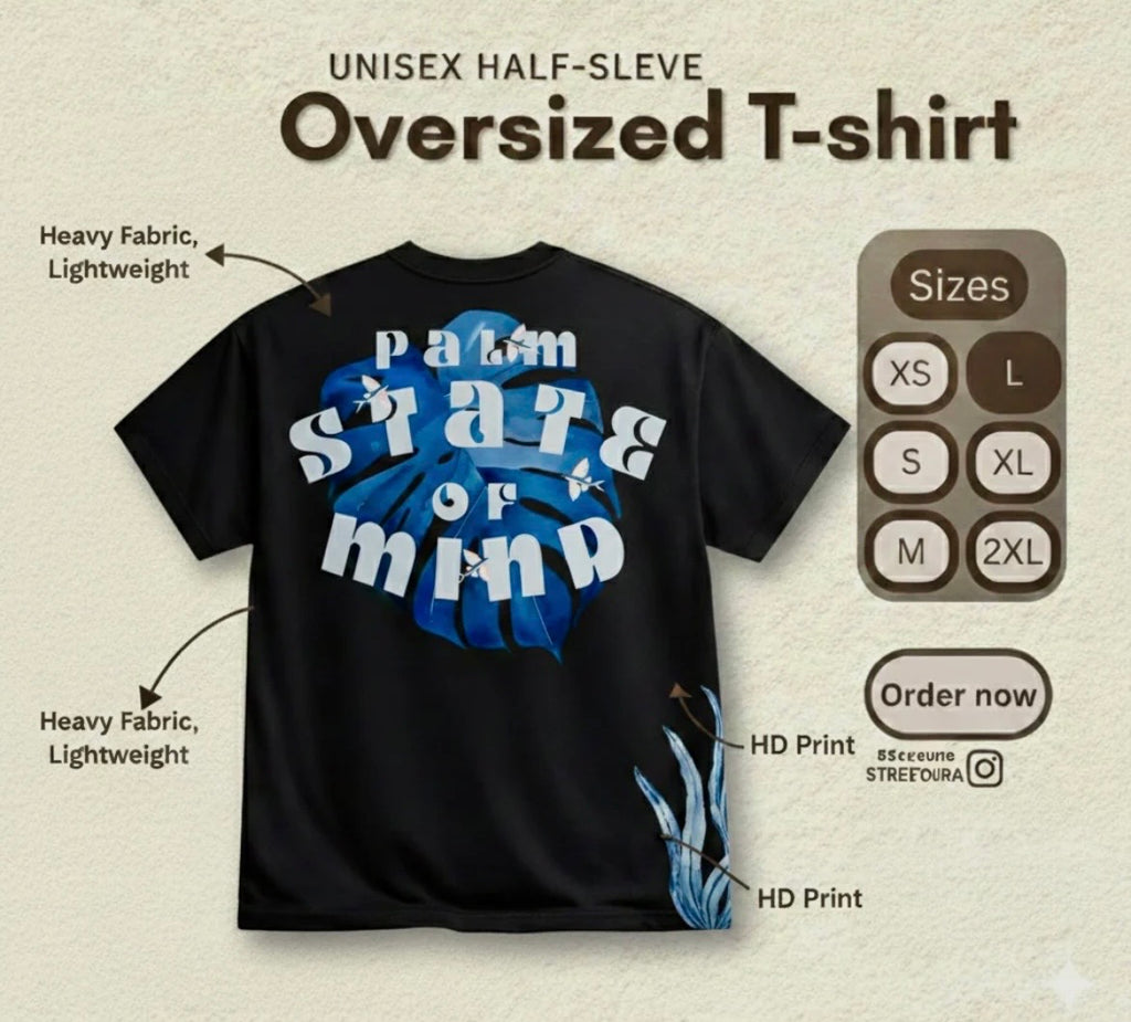 Palm State of Mind Oversized T-Shirt – Black