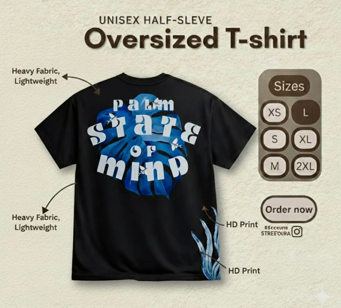 Palm State of Mind Oversized T-Shirt – Black