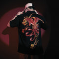 Red Phoenix Embroidered Black Shirt – Premium Streetwear Edition