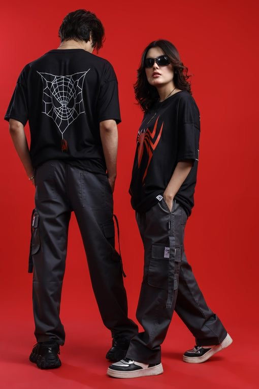 Black Graphic Streetwear T-Shirt – Spider Edition