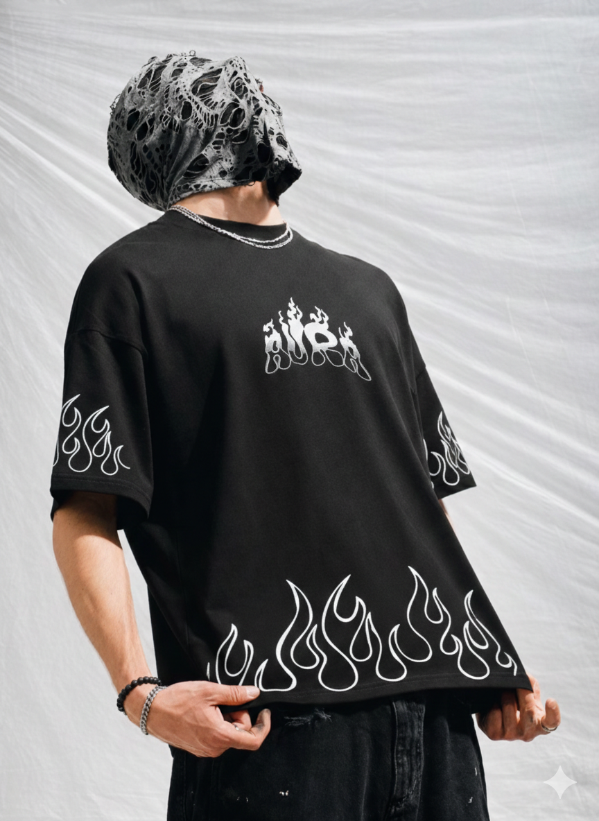 FLAME 🔥 THE SUMMERS BEST PRODUCT BLACK T-SHIRT