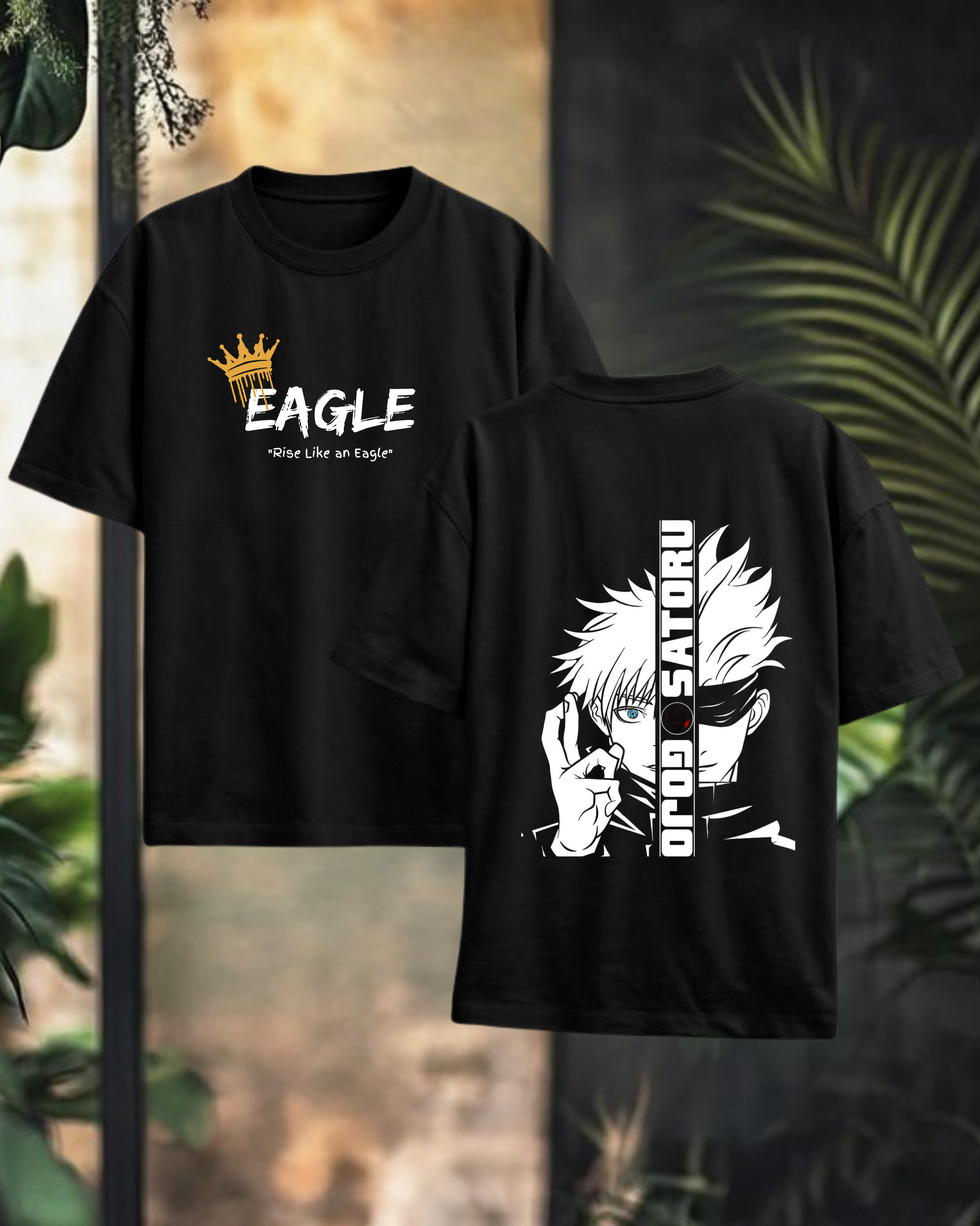 EAGLE PRIME -Gojo Satoru Graphic Oversized Anime T-Shirt – Jujutsu Kaisen Inspired | Unisex Cotton Tee