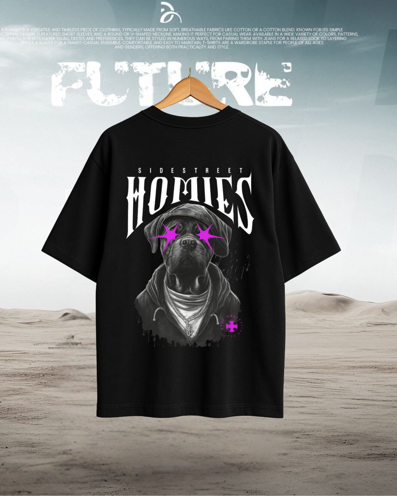 EAGLE PRIME -Sidestreet Homies Urban Graphic Oversized T-Shirt – Streetwear Dog Art Tee | Unisex Cotton